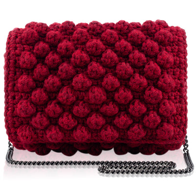 Bubble bag red HANDKNITTED