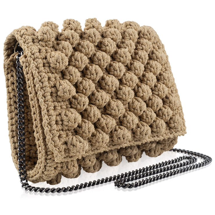 Bubble bag beige HANDKNITTED