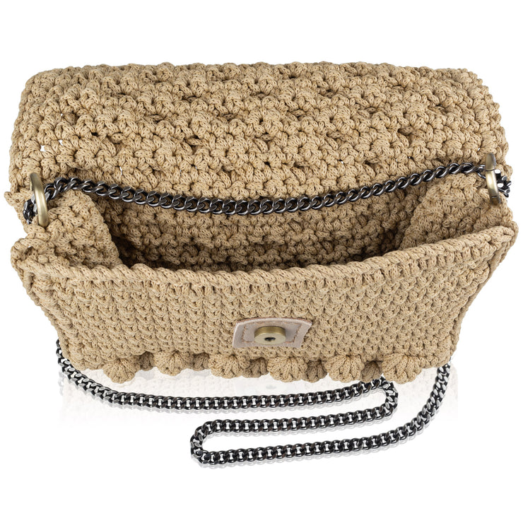 Bubble bag beige HANDKNITTED