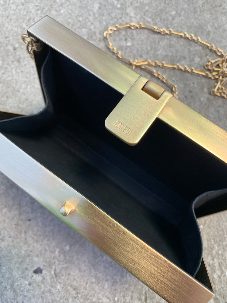 Iris double-faced ostrich box clutch UNIQUE