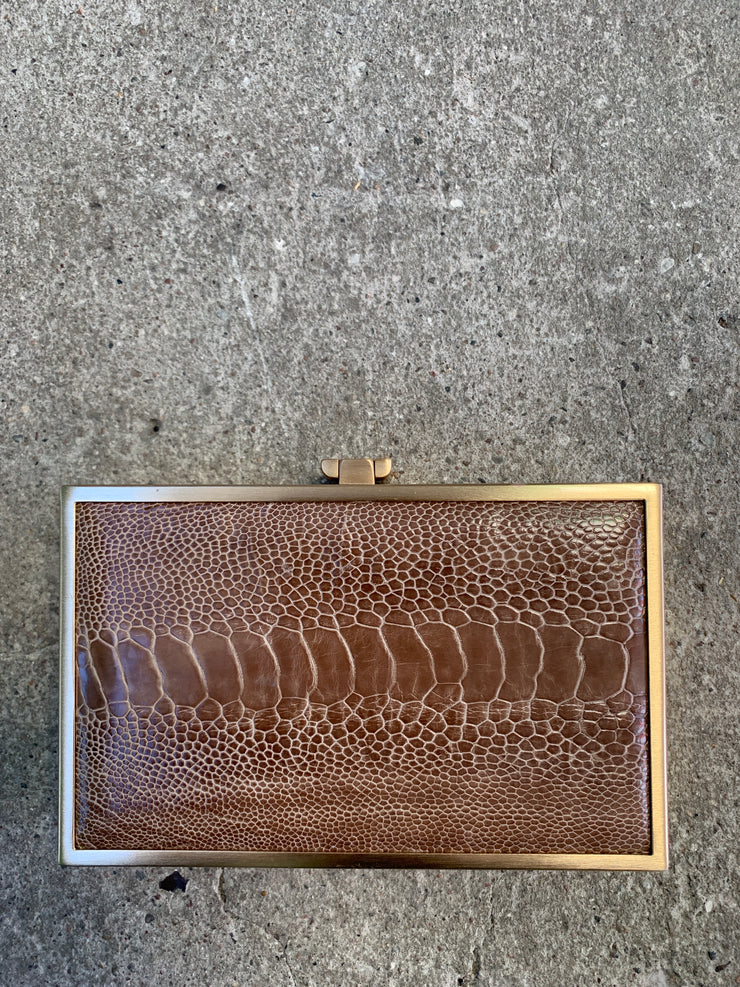 Iris double-faced ostrich box clutch UNIQUE
