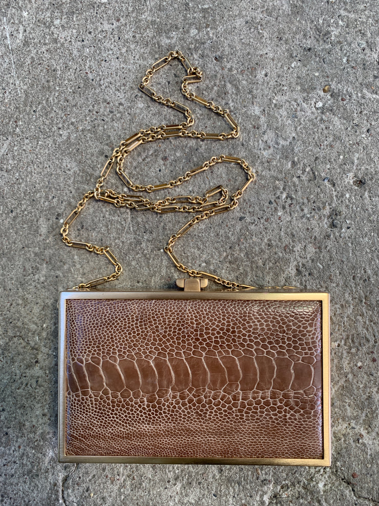 Iris double-faced ostrich box clutch UNIQUE