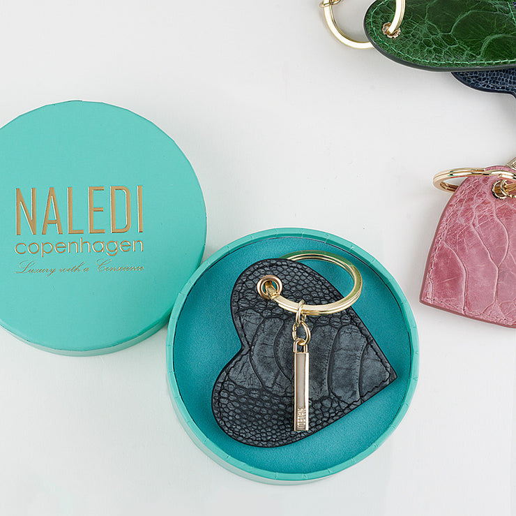 Heart ostrich key ring & bag charm