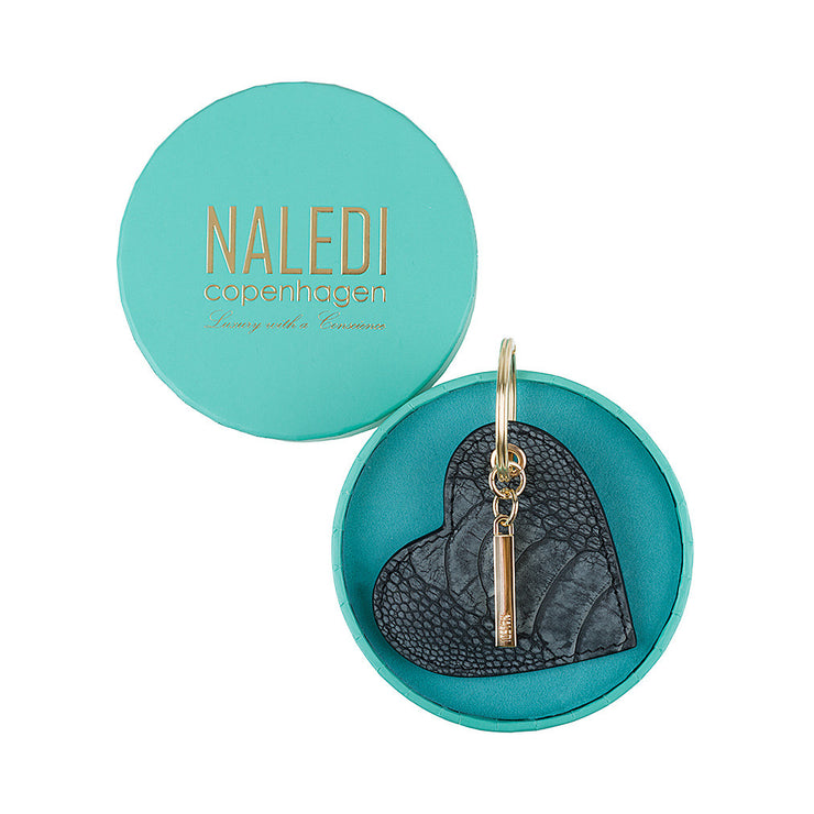 Heart ostrich key ring & bag charm